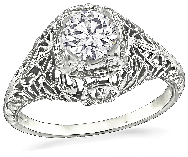 Edwardian GIA Certified 0.64ct Diamond Engagement Ring