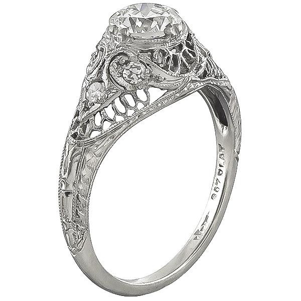 Edwardian GIA Certified 0.67ct Diamond Engagement Ring