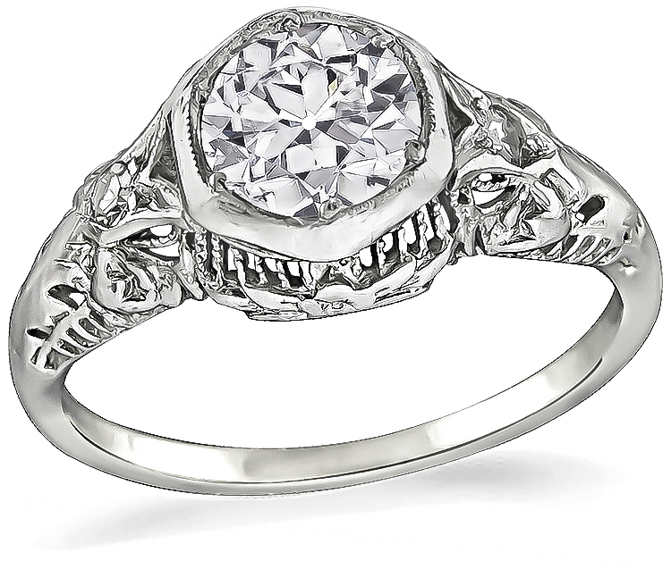 Edwardian GIA Certified 0.84ct Diamond Engagement Ring