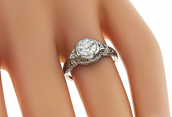Edwardian GIA Certified 0.84ct Diamond Engagement Ring