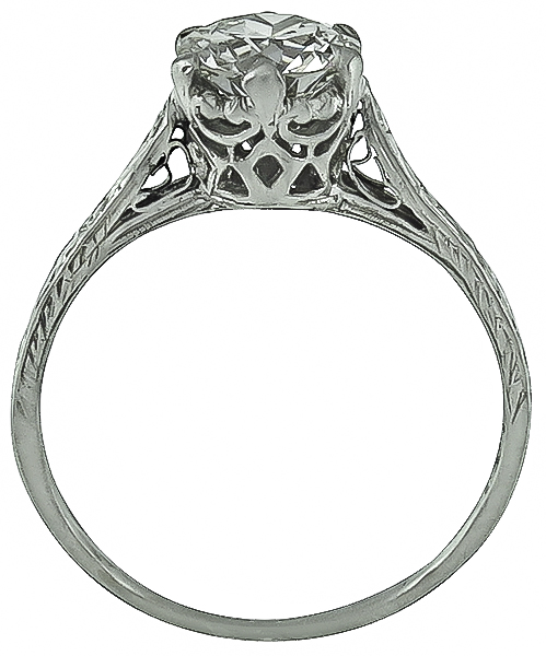 Edwardian GIA 0.96ct Diamond Engagement Ring Photo 1