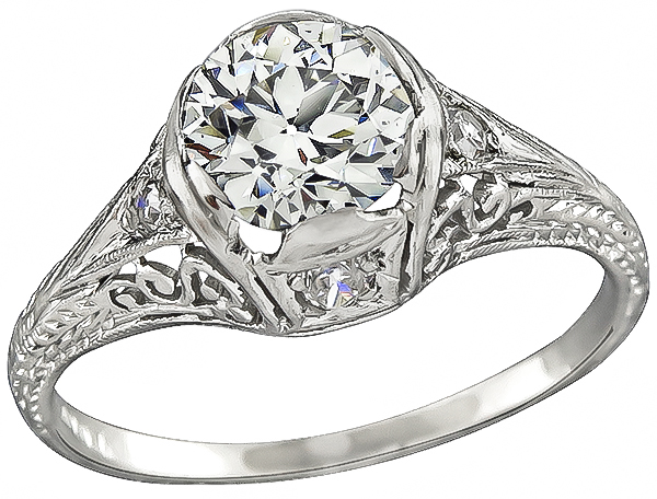 Edwardian GIA Certified 1.06ct Diamond Engagement Ring