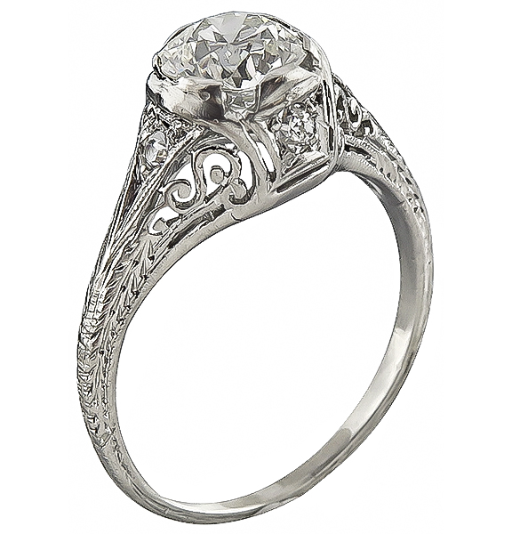 Edwardian GIA Certified 1.06ct Diamond Engagement Ring