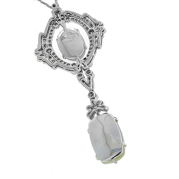 Estate Opal Diamond Gold Pendant