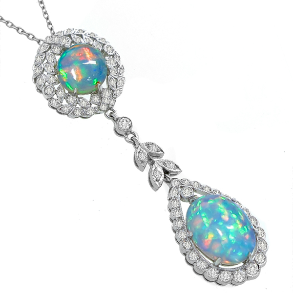 Opal Diamond Gold Pendant