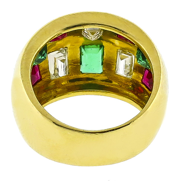 Emerald Ruby &  Diamond Gold Ring  