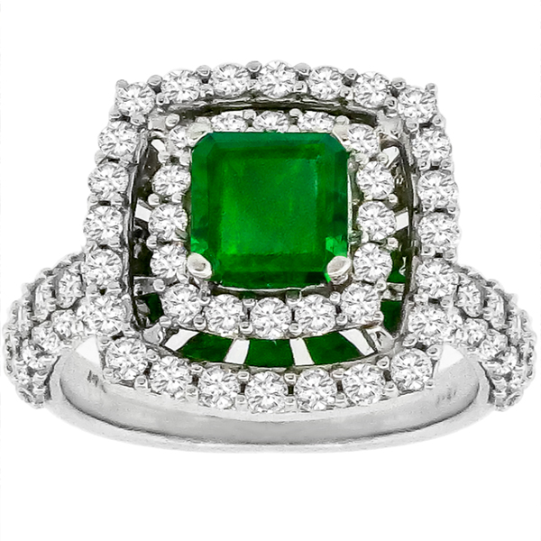 0.80ct Emerald 1.51ct Diamond Gold Ring