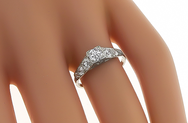 Estate 0.30ct Center Diamond 0.70ct Diamond Engagement Ring