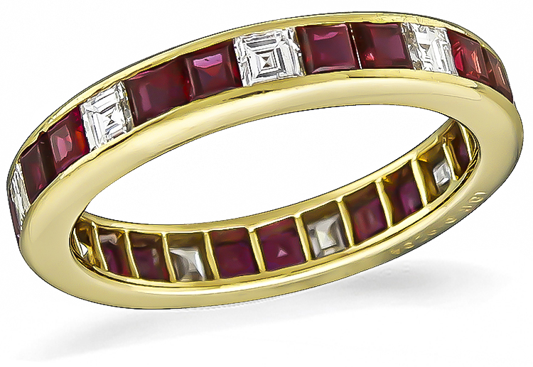 Estate 0.45ct Diamond 0.75ct Ruby Eternity Wedding Band