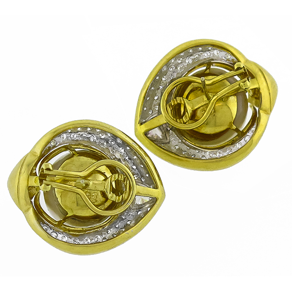 Diamond Baroque Pearl Gold Earrings 