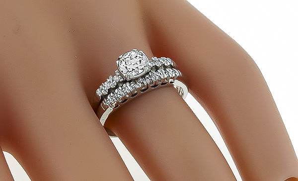 Estate 0.53ct Diamond Engagement Ring and Wedding Band Set Photo 1