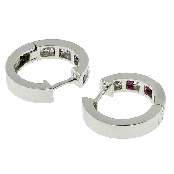 0.60ct Ruby 0.40ct Diamond Hoops Earrings