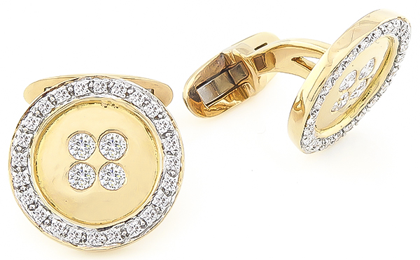 Estate 0.80ct Diamond Gold Cufflinks