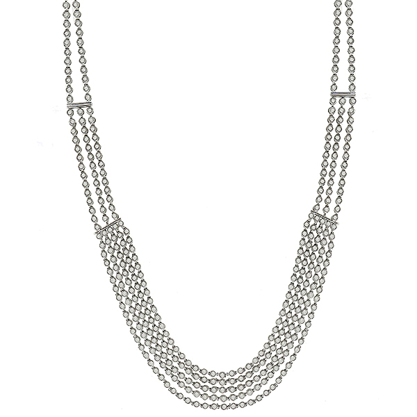 Estate 10.00ct Round Brilliant Diamond 18k White Gold Necklace