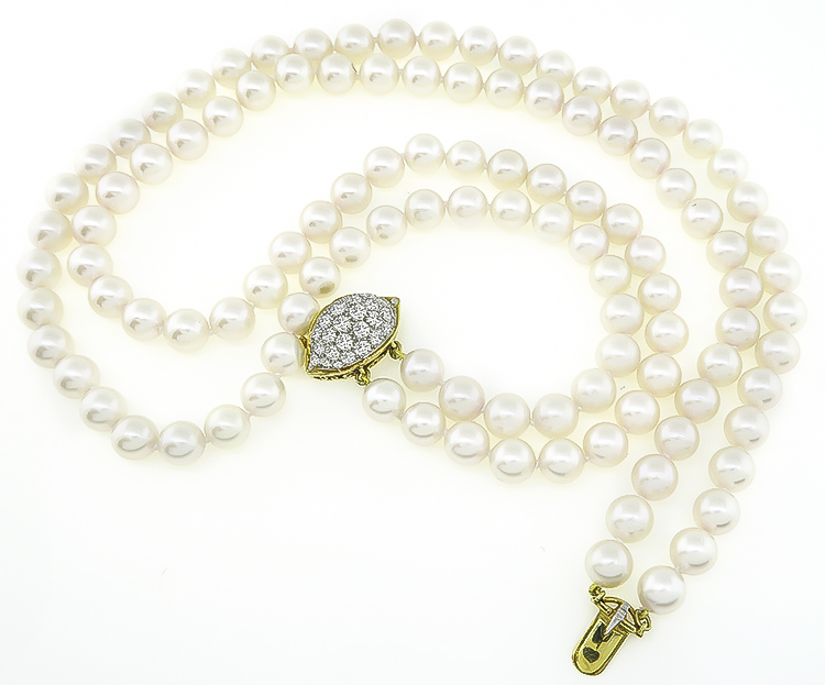 pearl yellow gold necklace