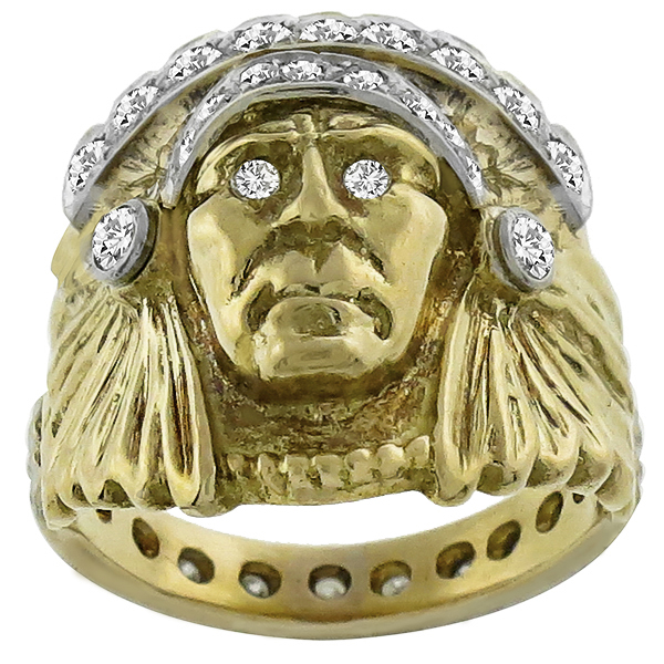 1.00ct Diamond Indian Head Ring 