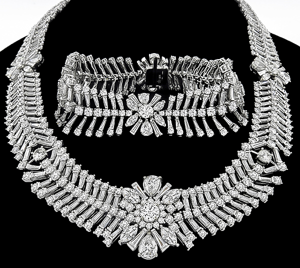 Estate 105.00ct Diamond Necklace and Bracelet Set Photo 1