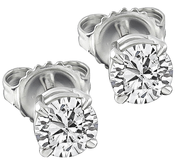 Estate 1.19ct Diamond Stud Earrings Photo 1