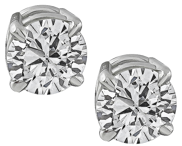 Estate 1.19ct Diamond Stud Earrings Photo 1