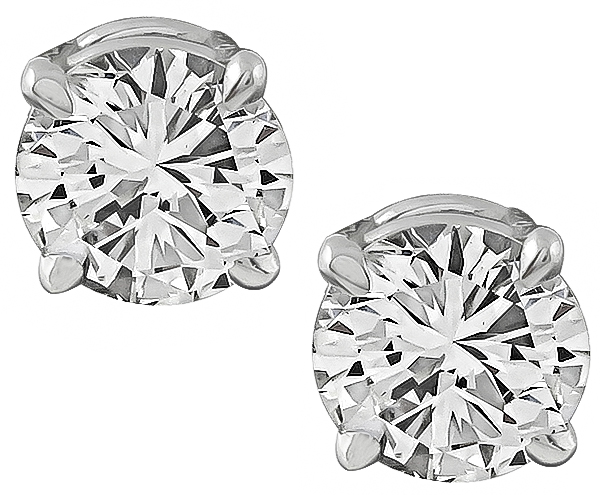 Estate 1.21ct Diamond Stud Earrings Photo 1