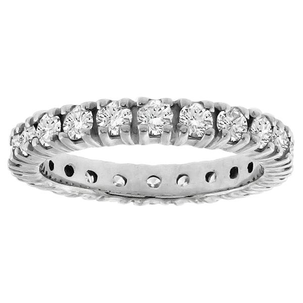 Estate 1.25ct Round Brilliant Cut Diamond Eternity 14k White Gold Wedding Band 