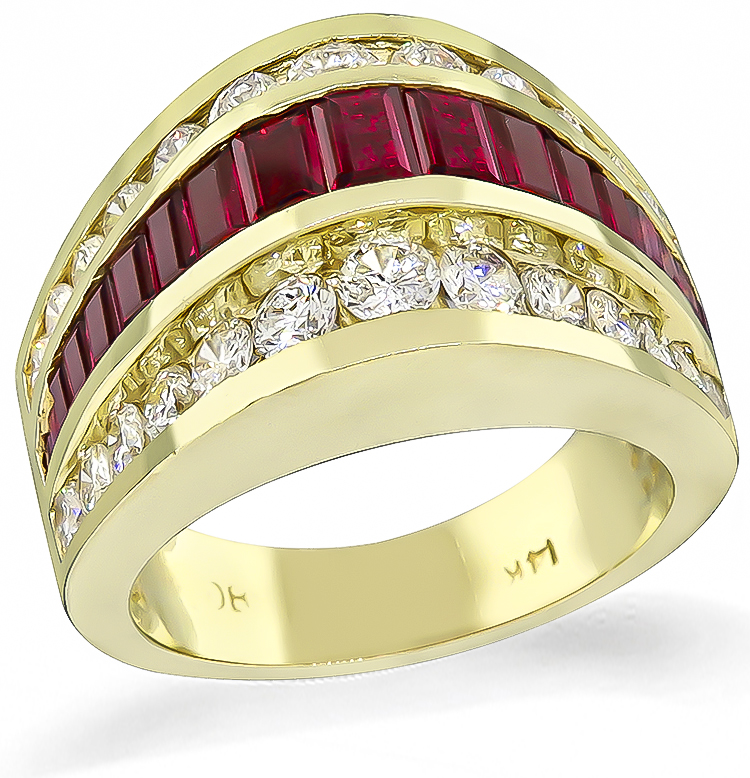 Estate 1.30ct Diamond 0.70ct Ruby Ring