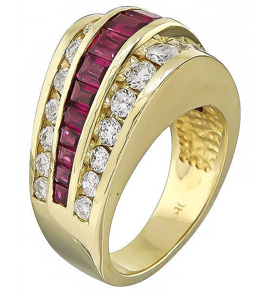 Estate 1.30ct Diamond 0.70ct Ruby Ring