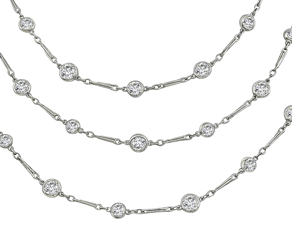Estate 14.35ct Diamond By The Yard Necklace