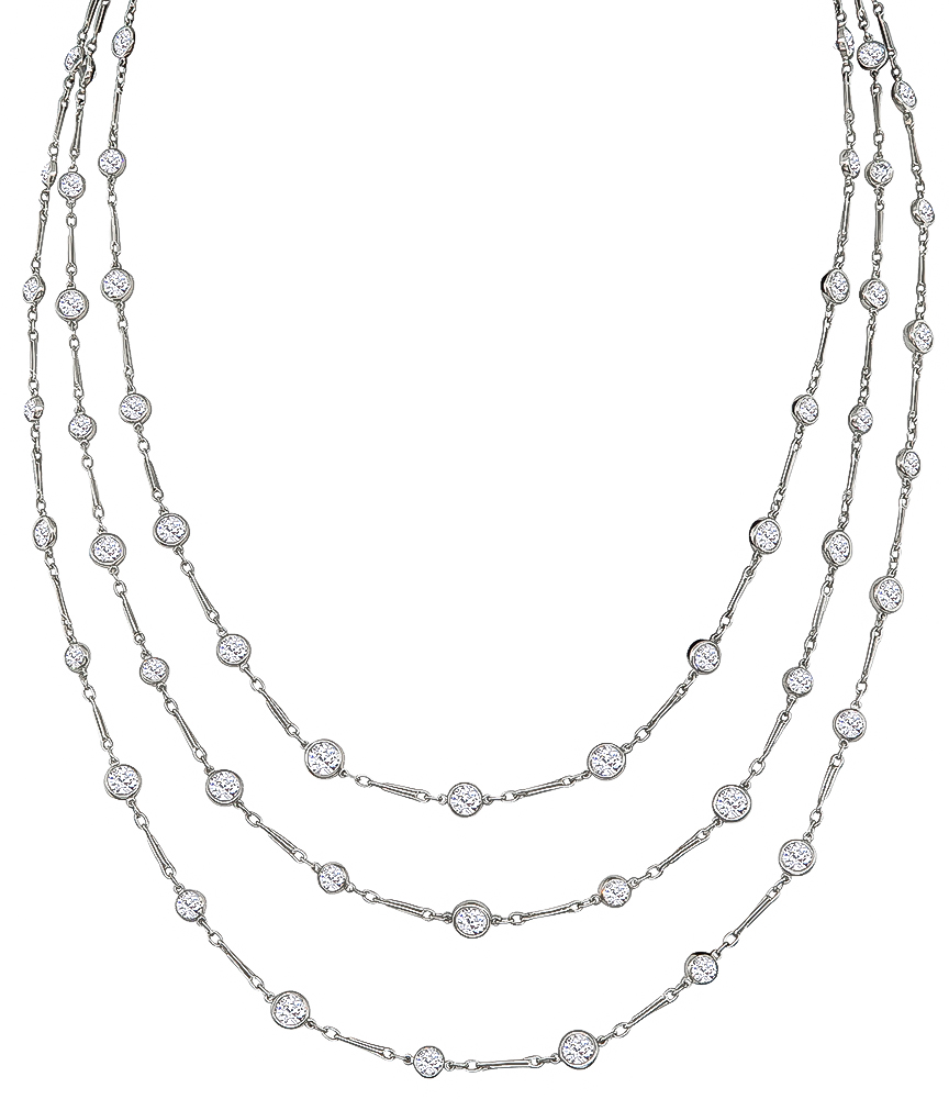 Estate 14.35ct Diamond By The Yard Necklace