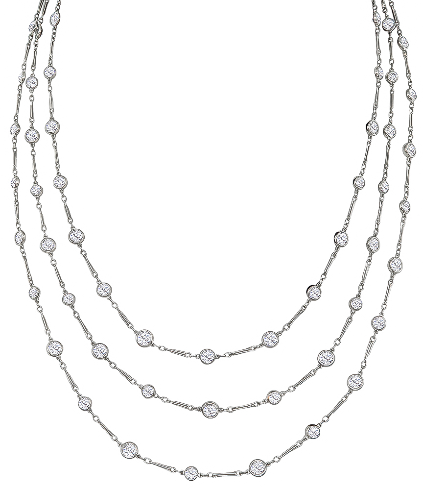 Estate 14.35ct Diamond By The Yard Necklace
