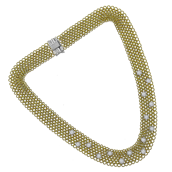 Diamond Gold Wire Mesh Necklace
