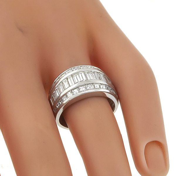 Estate 1.85ct Baguette & Carre Cut Diamond 18k White Gold Ring 