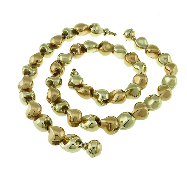 Estate  18k Green & Rose Gold Bracelet & Necklace Set 