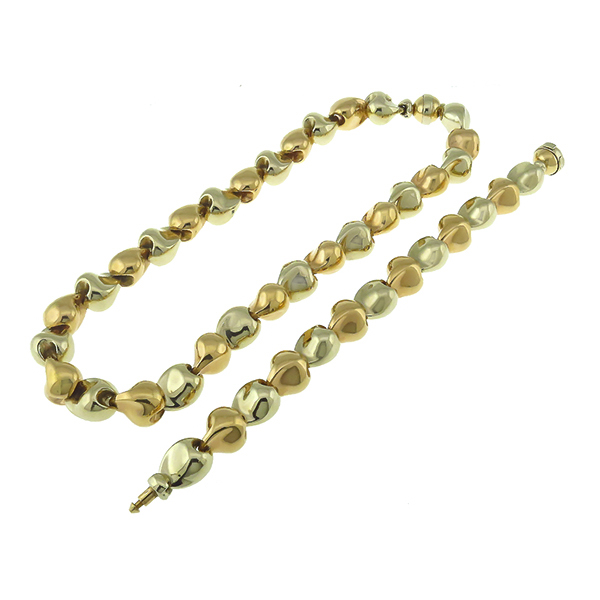 Estate  18k Green & Rose Gold Bracelet & Necklace Set 