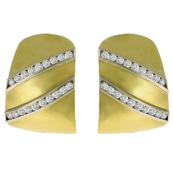 Estate 1.90ct Round Cut Diamond 14k Yellow Gold Earrings