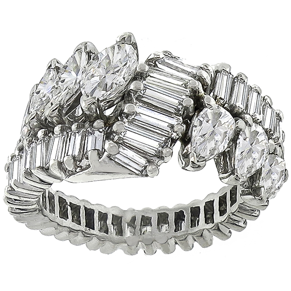 Mid Century Diamond Platinum  Ring 