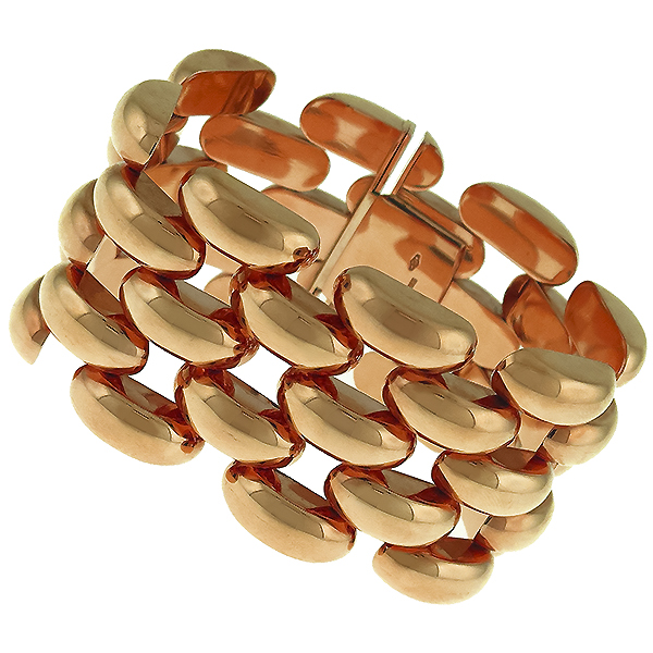 Estate 1960s 18k Rose Gold Bar Chain Bracelet