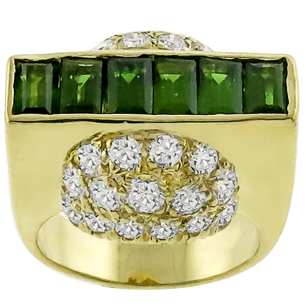 Green Tourmaline 1.40ct Diamond Gold Ring