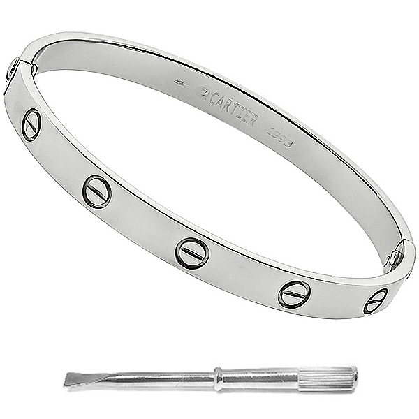 Estate 1993 Cartier 18k White Gold Love Bangle 