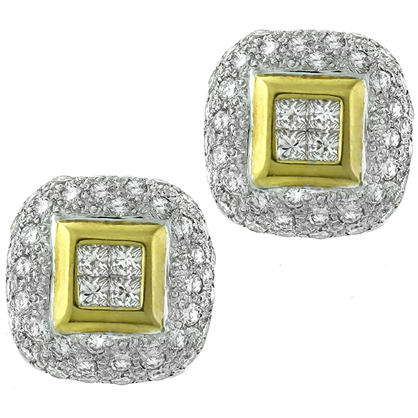 2.00ct Diamond Gold Shield Earrings 1