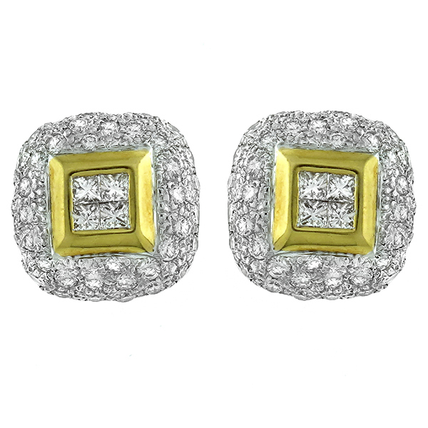 2.00ct Diamond Gold Shield Earrings 1