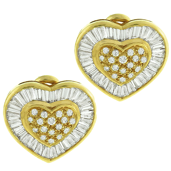2.00ct Diamond Gold Heart Earrings 1