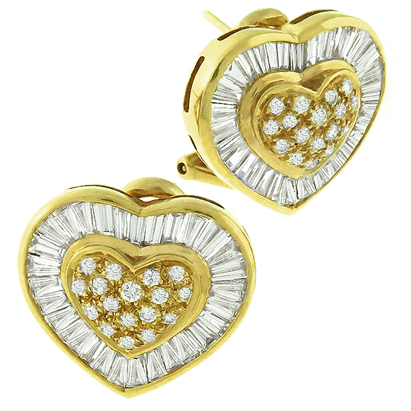 2.00ct Diamond Gold Heart Earrings 1