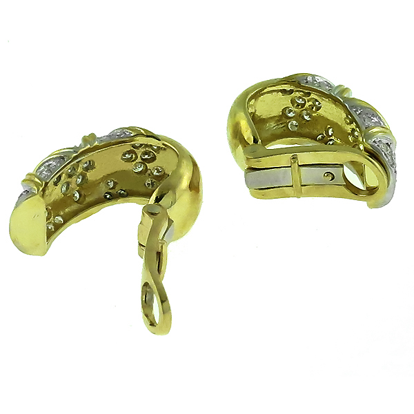 Estate 2.00ct Round Cut Diamond 14k Yellow Gold Earrings 
