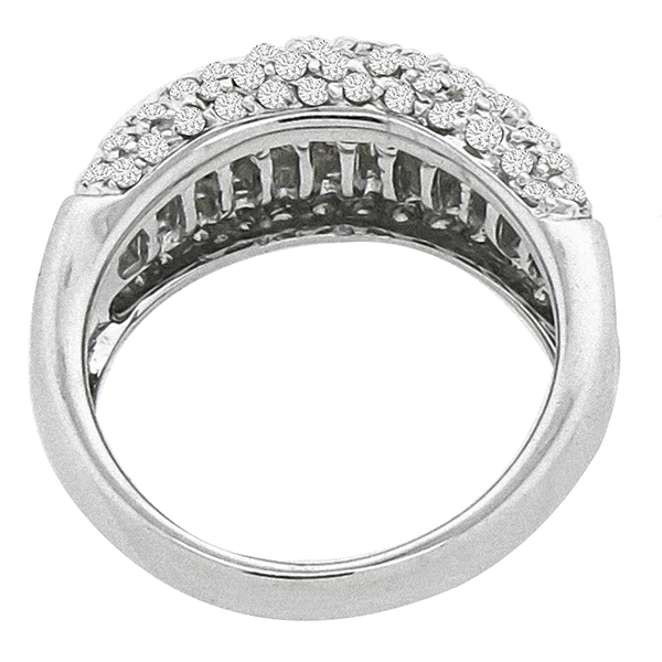 Estate 2.00cttw Round and Baguette Cut Diamond 14k White Gold Wedding Band