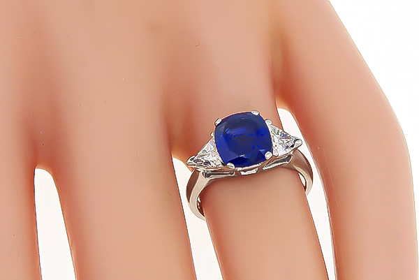 Estate 2.06ct Sapphire 1.50ct Diamond Engagement Ring