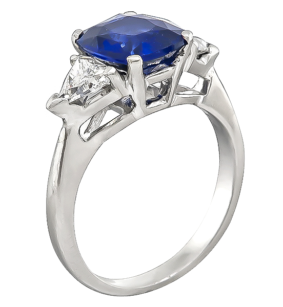 Estate 2.06ct Sapphire 1.50ct Diamond Engagement Ring