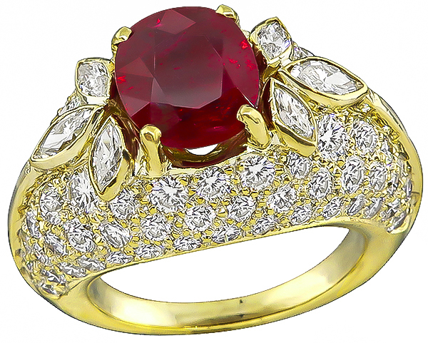 Estate 2.11ct Ruby 3.00ct Diamond Ring