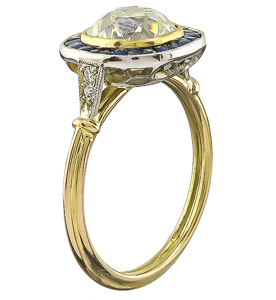Estate 2.25ct Natural Light Fancy Yellow Diamond Engagement Ring