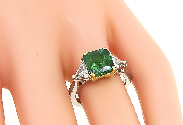 Estate 2.30ct Emerald 0.60ct Diamond Engagement Ring